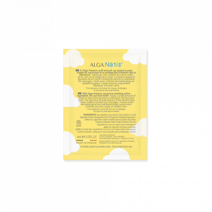 Échantillon Alga Natis crème hydratante - sachet 4 ml sur encart
