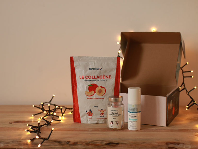 Produits de la box collaboration Nutriandco et les laboratoires de Biarritz