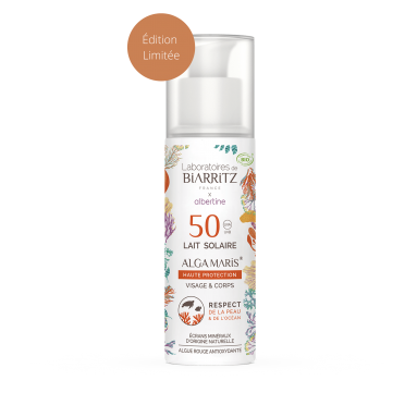 Crème solaire teintée claire dorée Algamaris certifiée bio