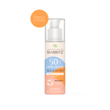 Crème solaire teintée claire dorée Algamaris certifiée bio