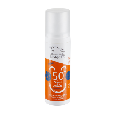 Crème solaire teintée claire dorée Algamaris certifiée bio