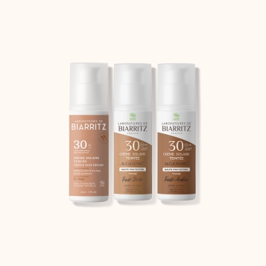 Crème solaire teintée claire dorée Algamaris certifiée bio
